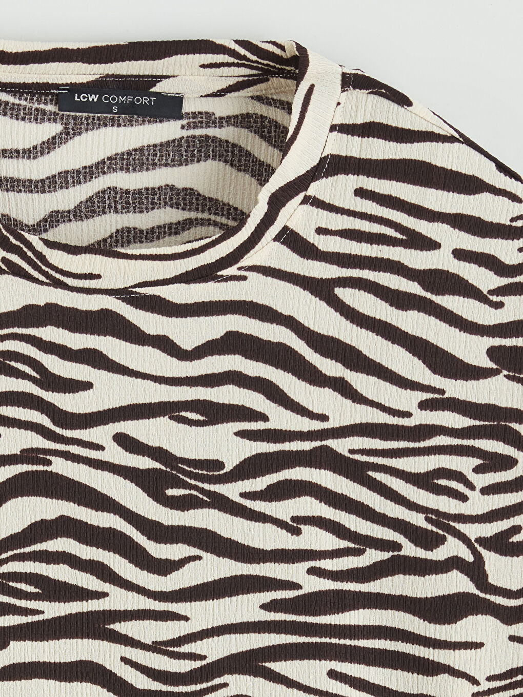 леопард өрнекті дөңгелек жағалы блузка-5