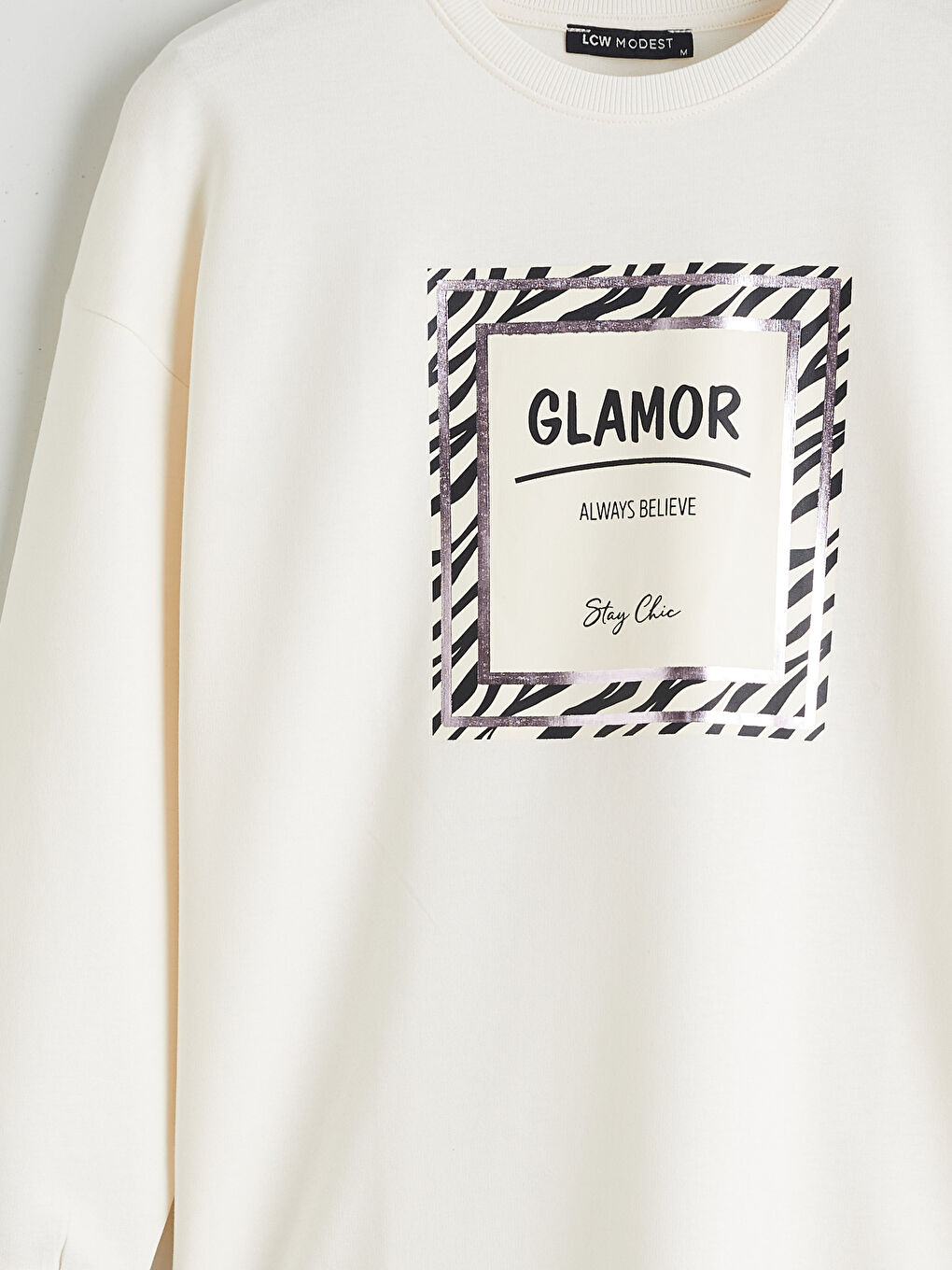 Printed crew neck women's sweatshirt tunic.-5