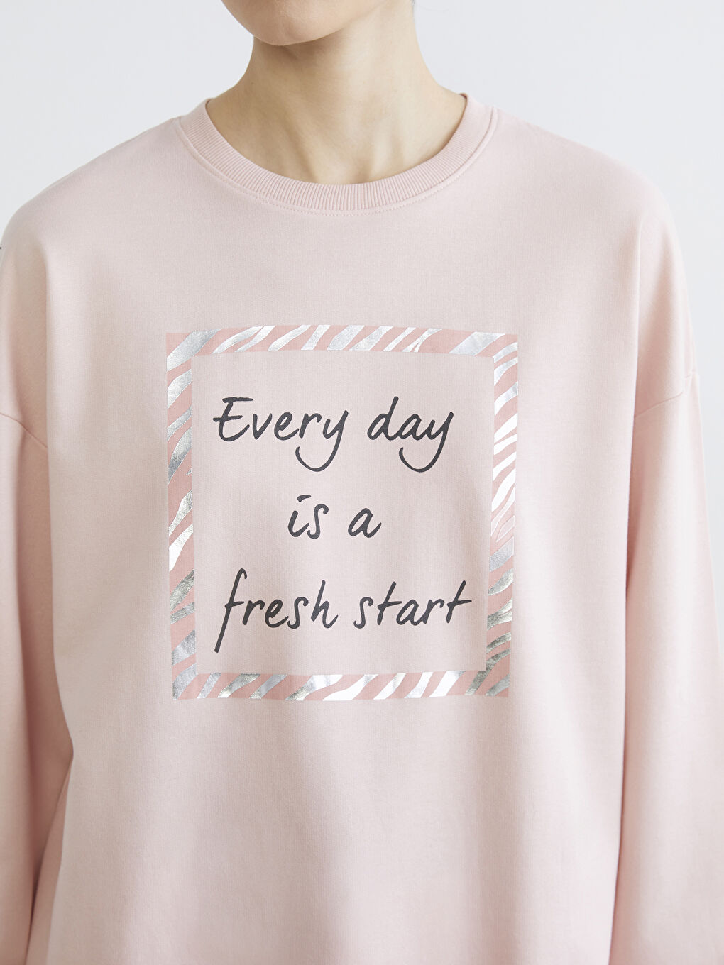 Printed Crew Neck Women's Sweatshirt Tunic-2