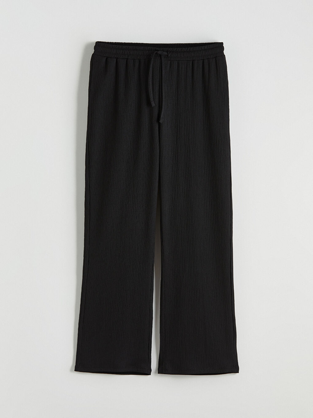 Textured Women's Trousers with Elastic Waistband-4