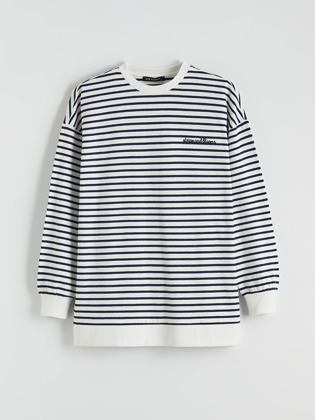 سويت شيرت تونيك مخطط كول مدور نساء-4