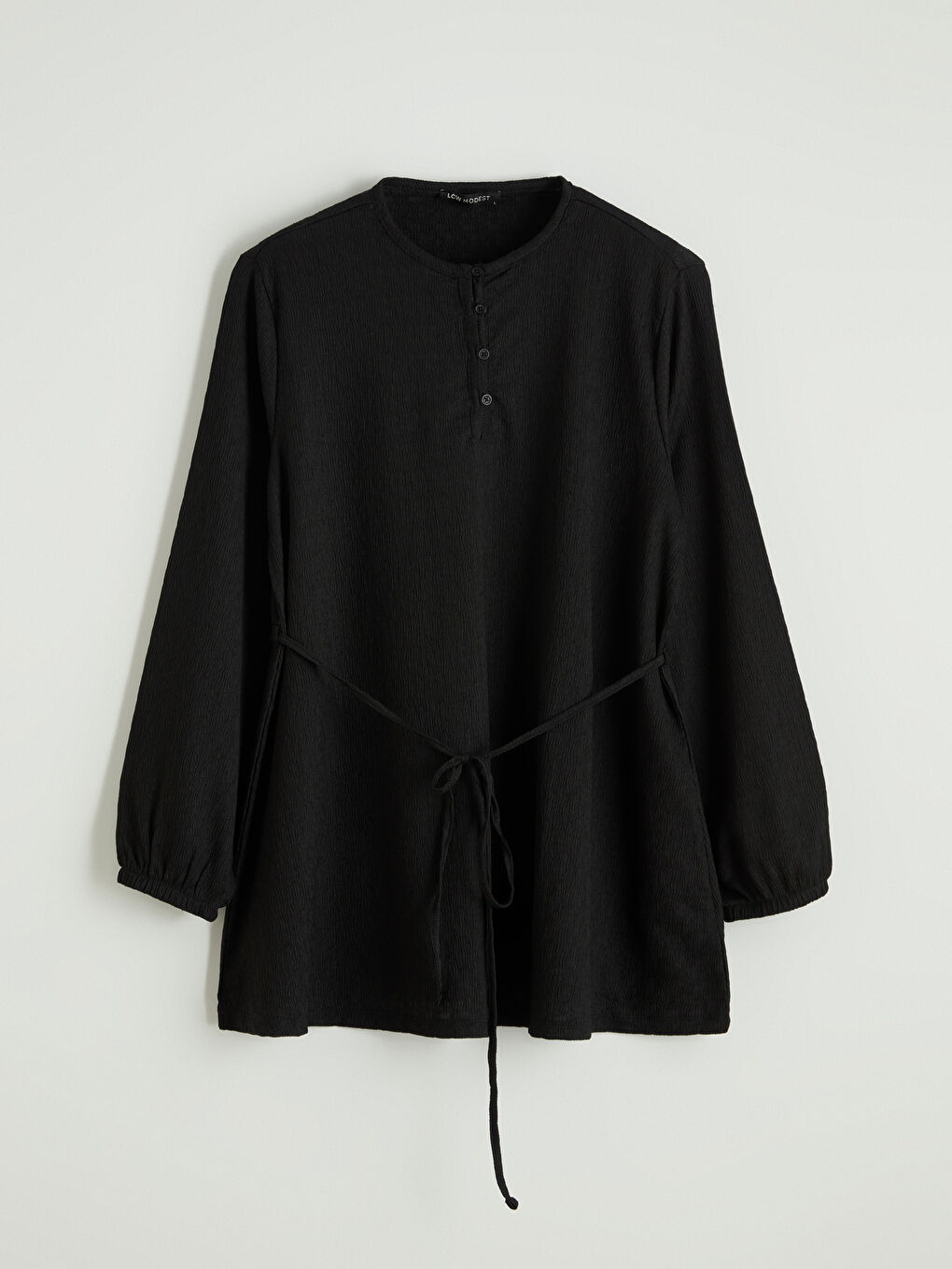 Crew Neck Patterned Tunic with Waist Tie-4