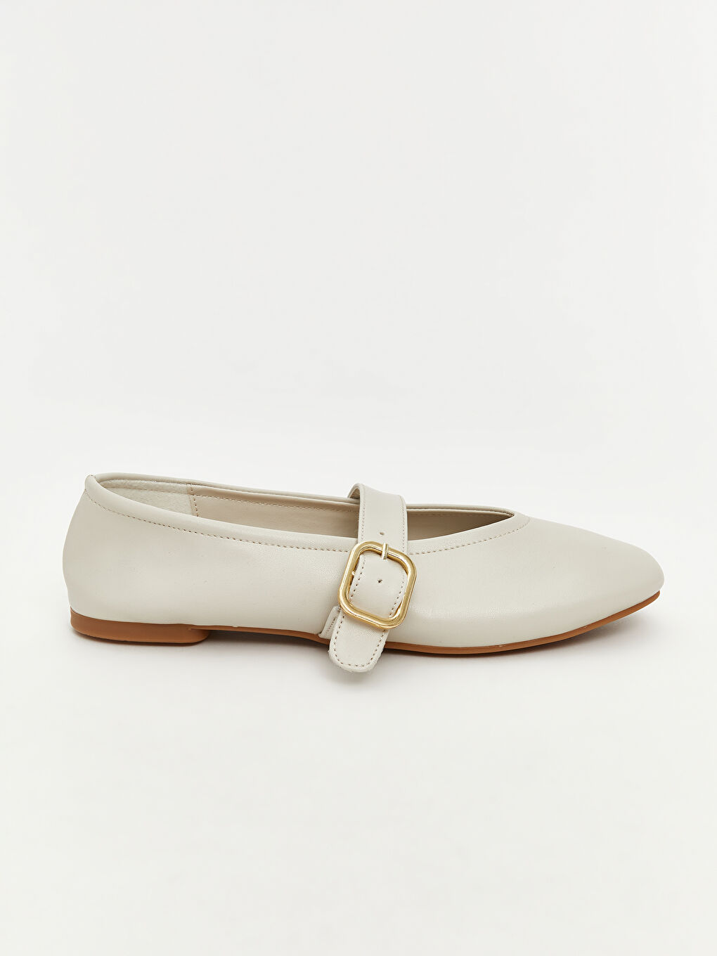 Ekru Deri Görünümlü Kadın Babet-1