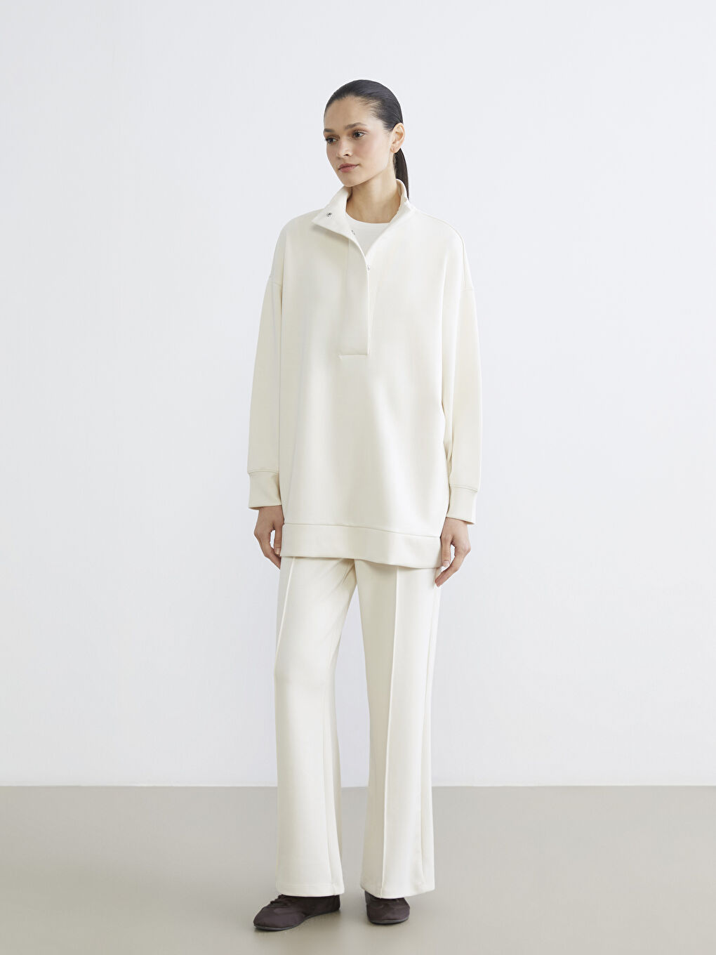 تونيك كنزة رياضية بيج امرأة-1