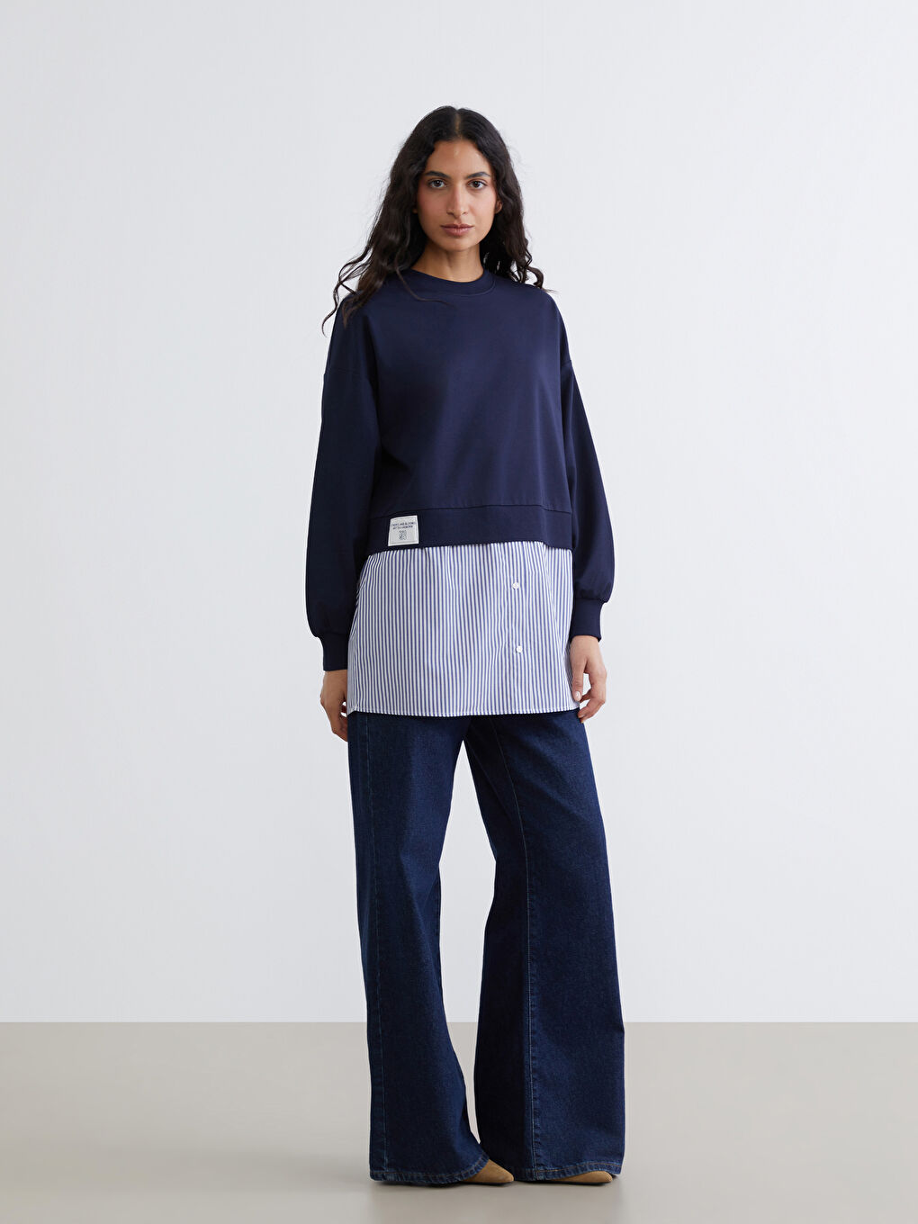 Striped Oversized Women's Sweatshirt Tunic-1