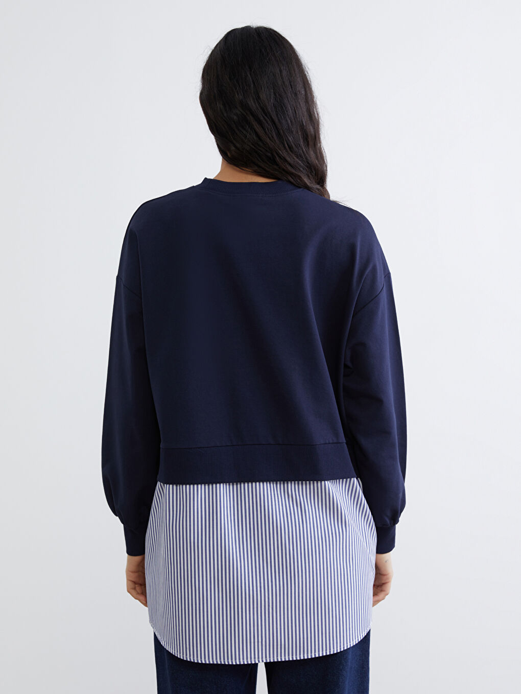 Striped Oversized Women's Sweatshirt Tunic-3