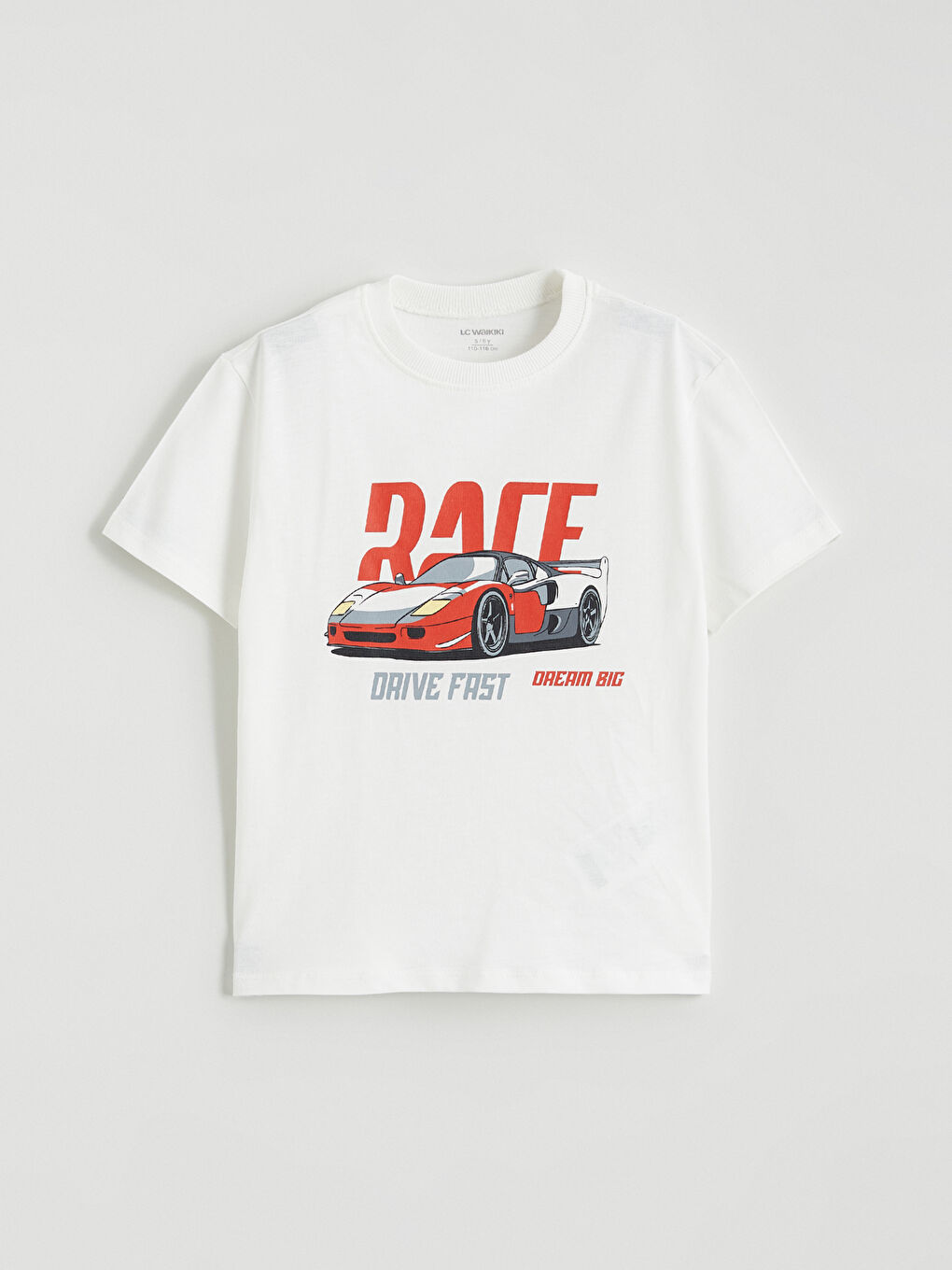 Ekru Araba Baskılı Erkek Çocuk Tişört