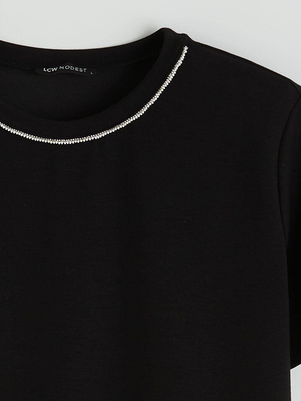 Crew Neck Rhinestone Blouse-5