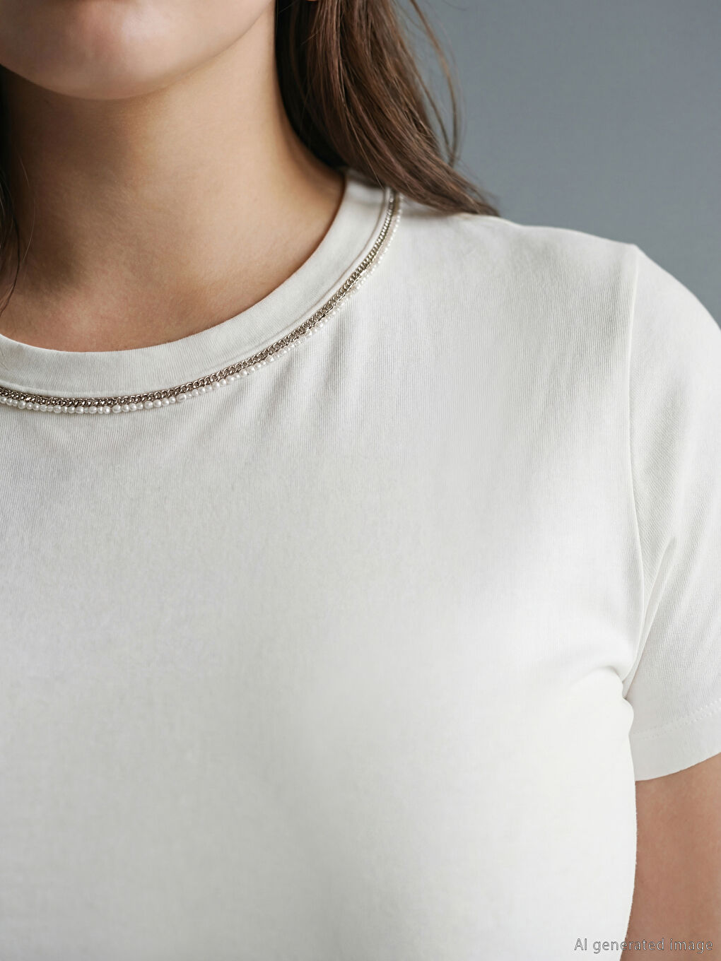 Crew Neck Rhinestone Blouse-2