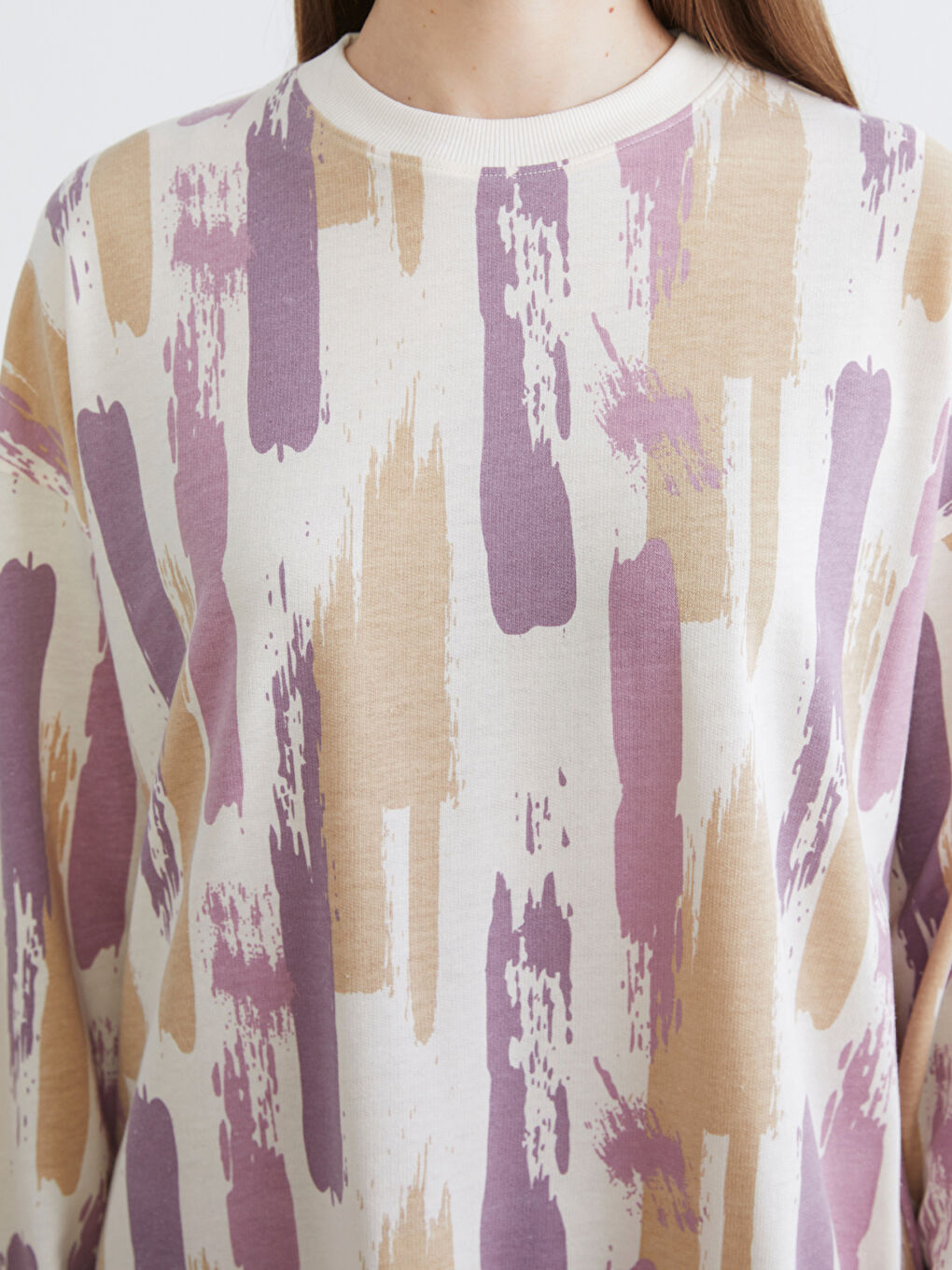 Patterned Sweatshirt Tunic with a Crew Neck.-2