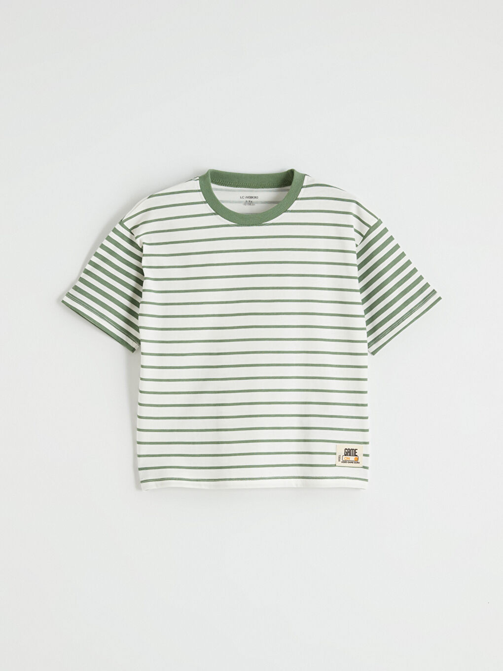Yeşil Bisiklet Yaka Çizgili Erkek Çocuk Tişört