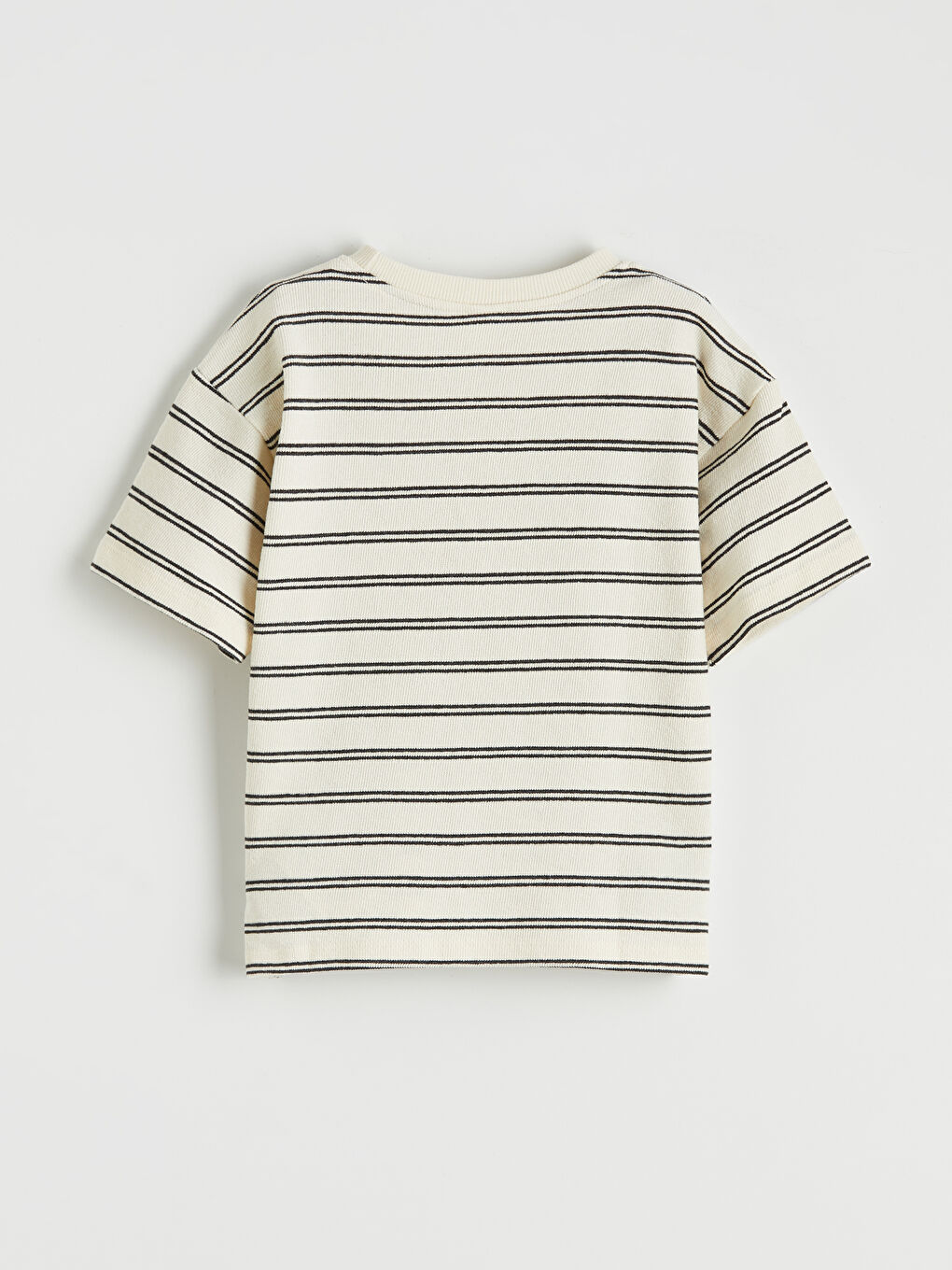 Lacivert Bisiklet Yaka Çizgili Erkek Çocuk Tişört-1