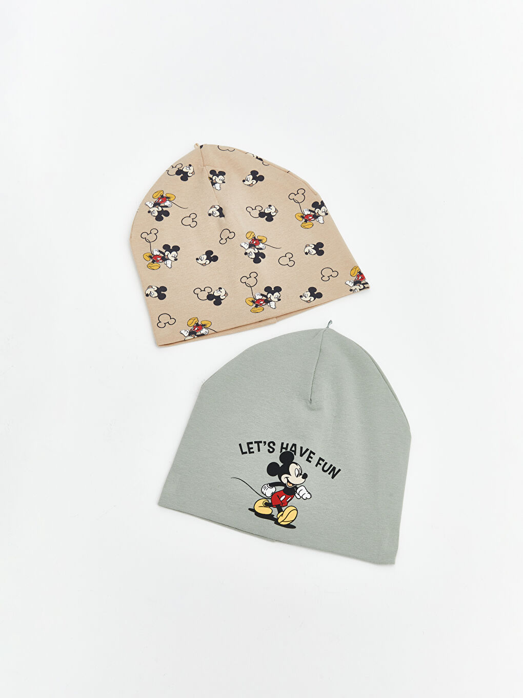 Yeşil Mickey Mouse Baskılı Erkek Bebek Bere 2'li