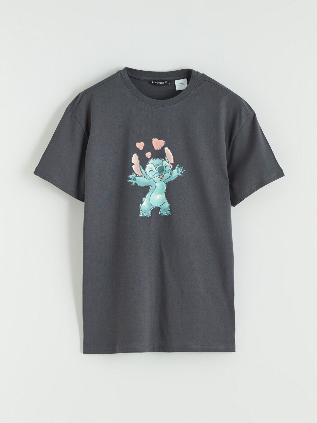 Crew Neck T-Shirt with Stitch Print-4
