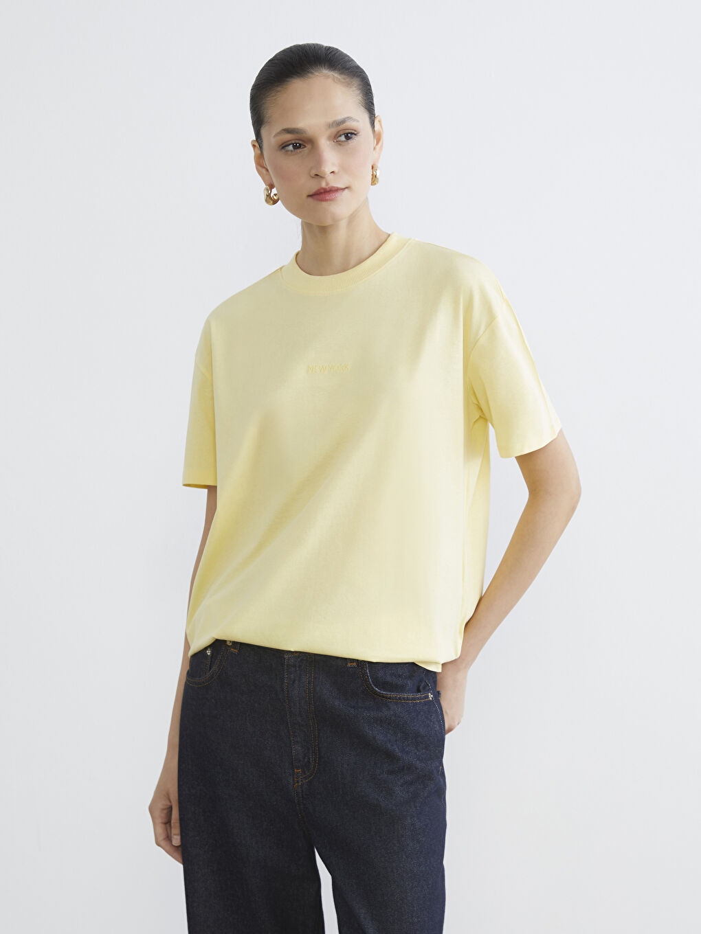 Embroidered Crew Neck Women's T-Shirt