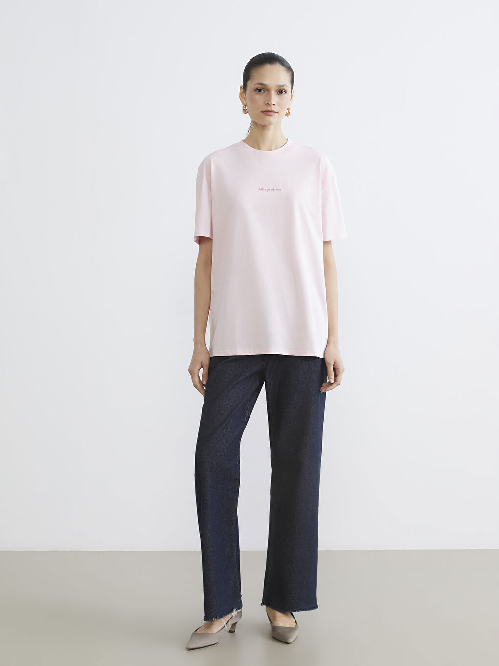 Embroidered Crew Neck Women's T-Shirt-1