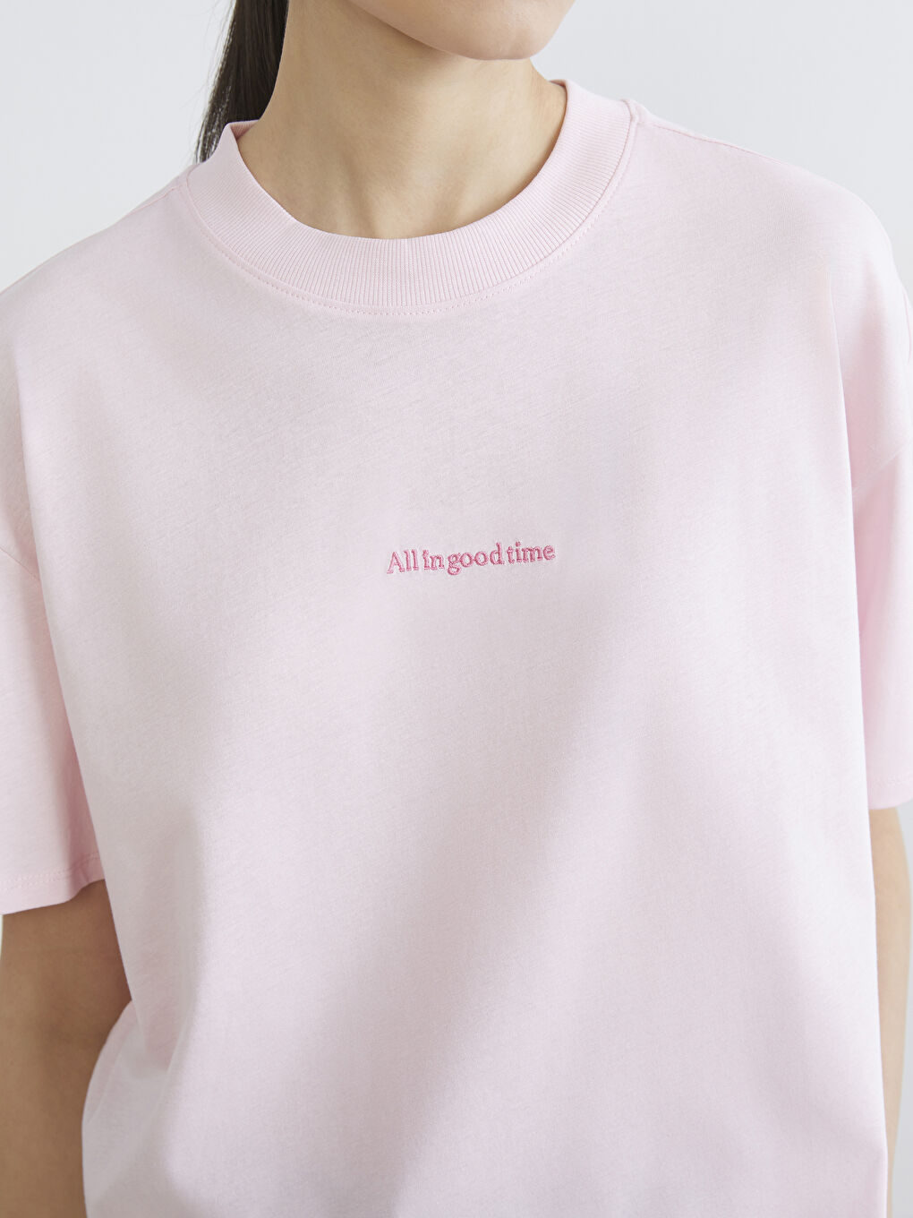 Embroidered Crew Neck Women's T-Shirt-2