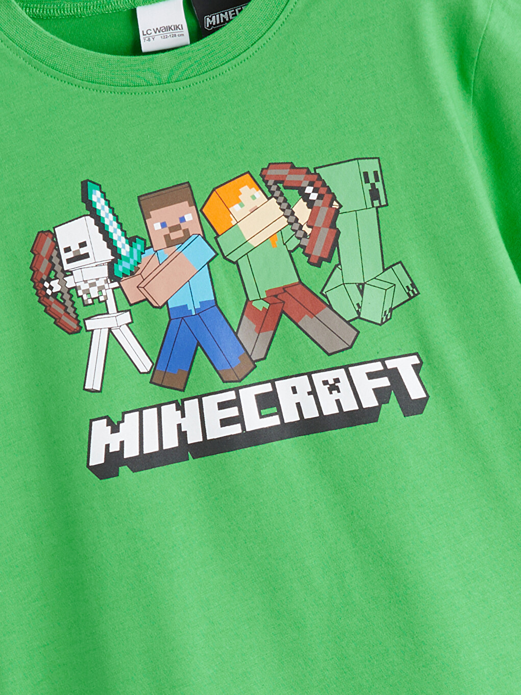 Yeşil Minecraft Baskılı Erkek Çocuk Pijama Üst-2