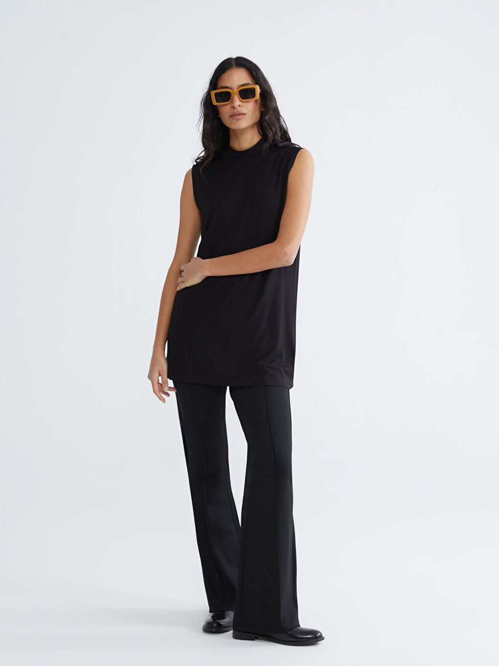 تونيك بياقة قمعية للسيدات-1