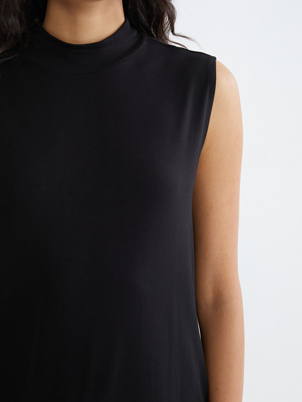 تونيك بياقة قمعية للسيدات-2