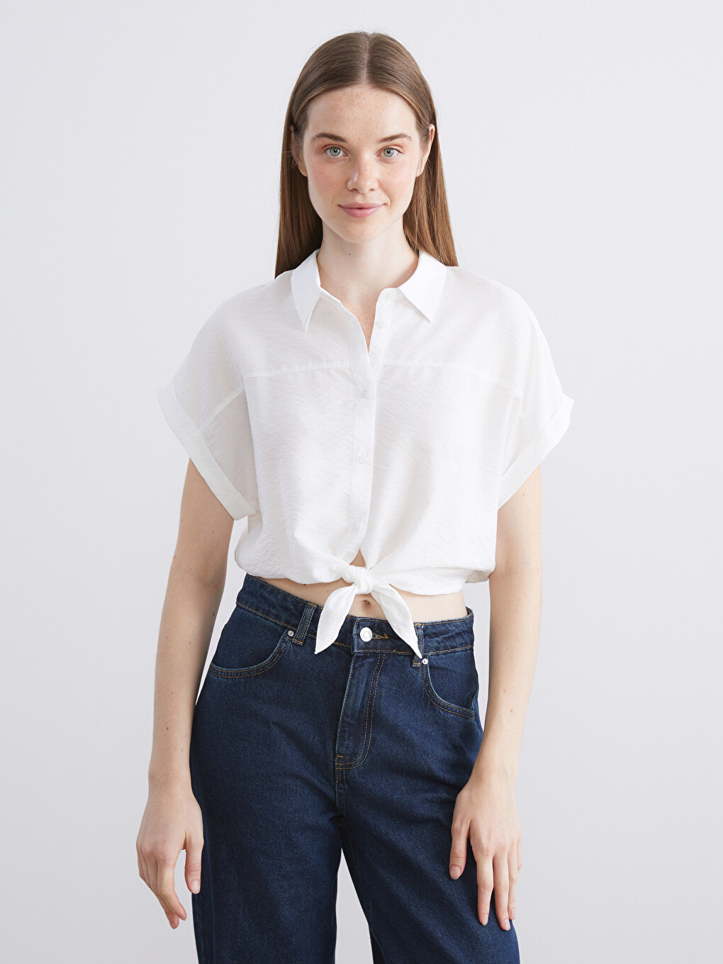 Chemise Courte En Aérobin Texturé Pour Femme