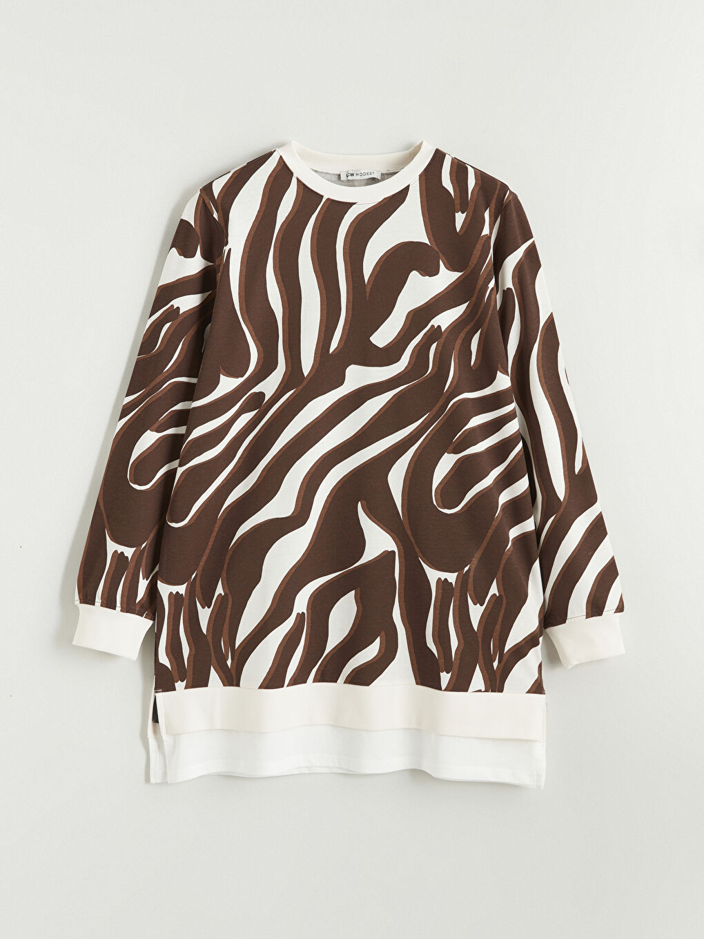 Patterned Sweatshirt Tunic with a Crew Neck.-4