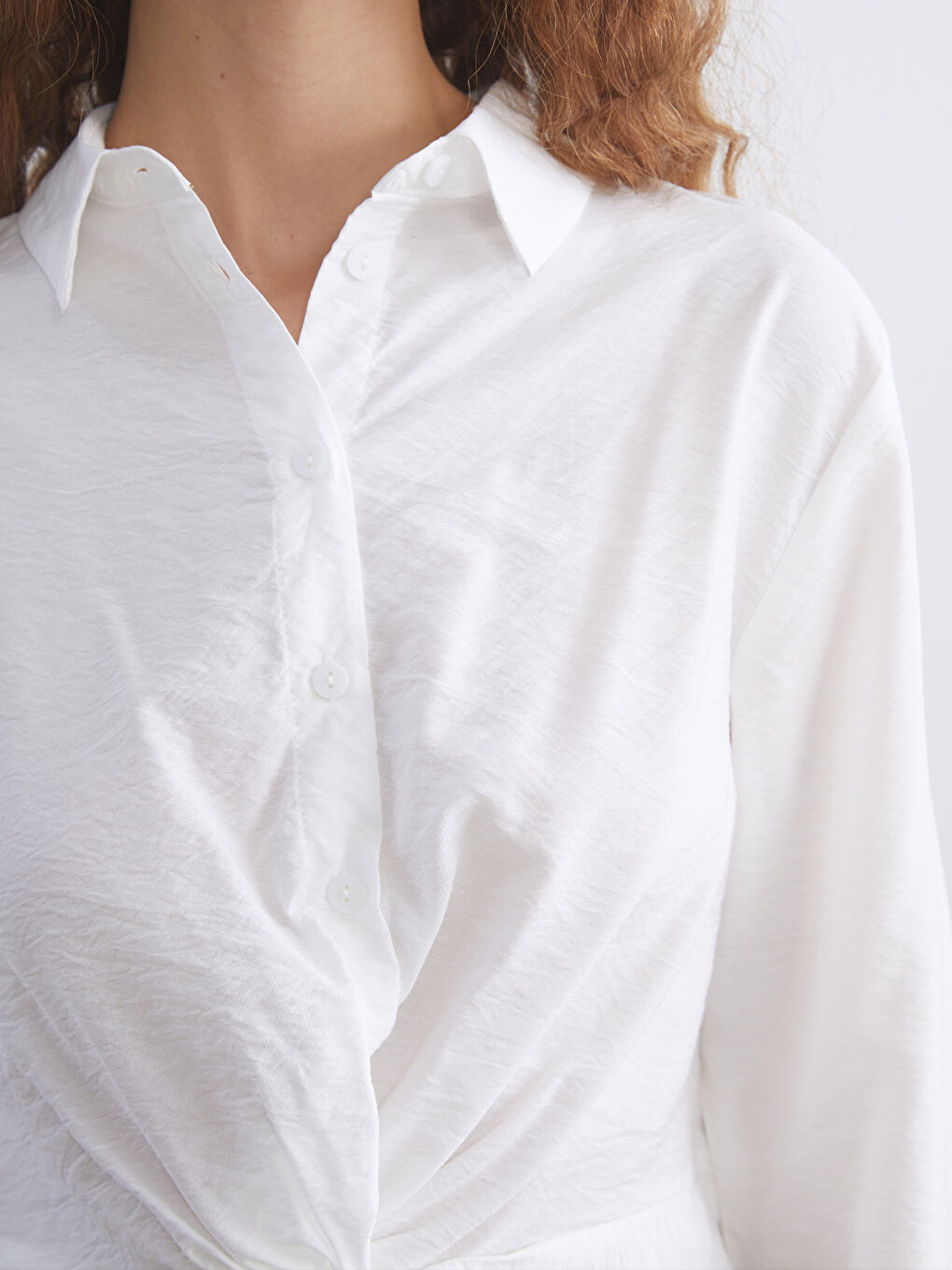 Chemise courte froncée pour femme-2