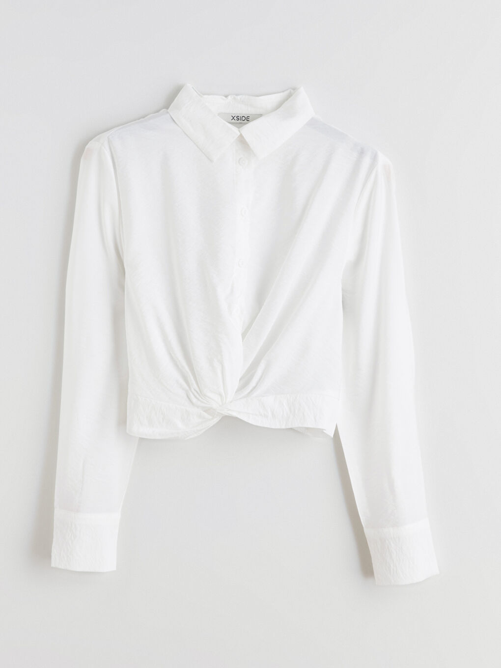 Chemise courte froncée pour femme-4