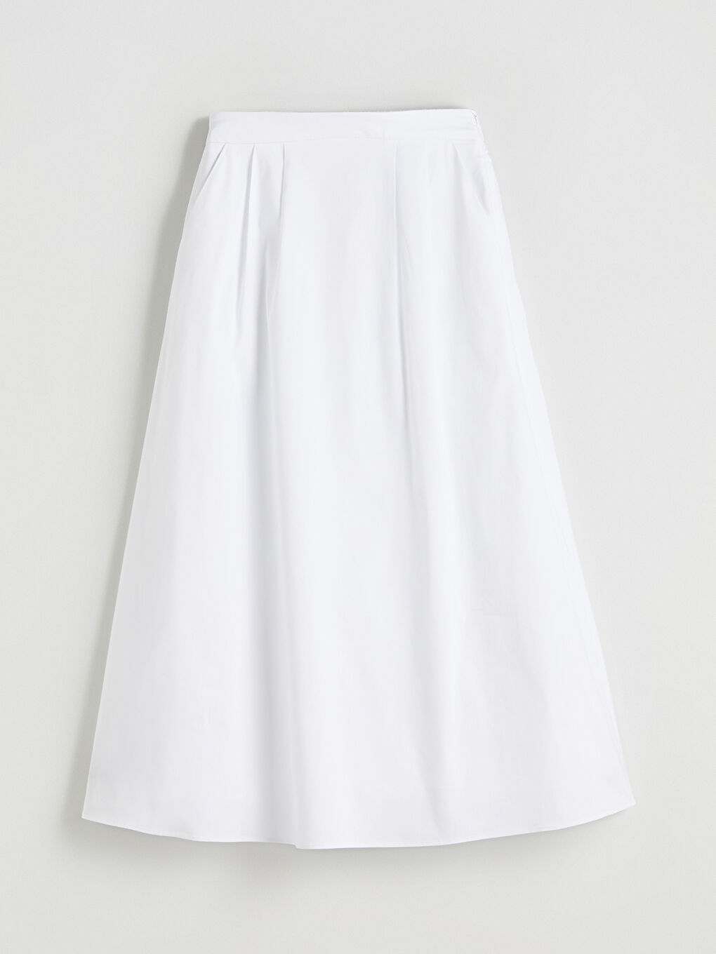 Женская расклешённая юбка из поплина на молнии-4
