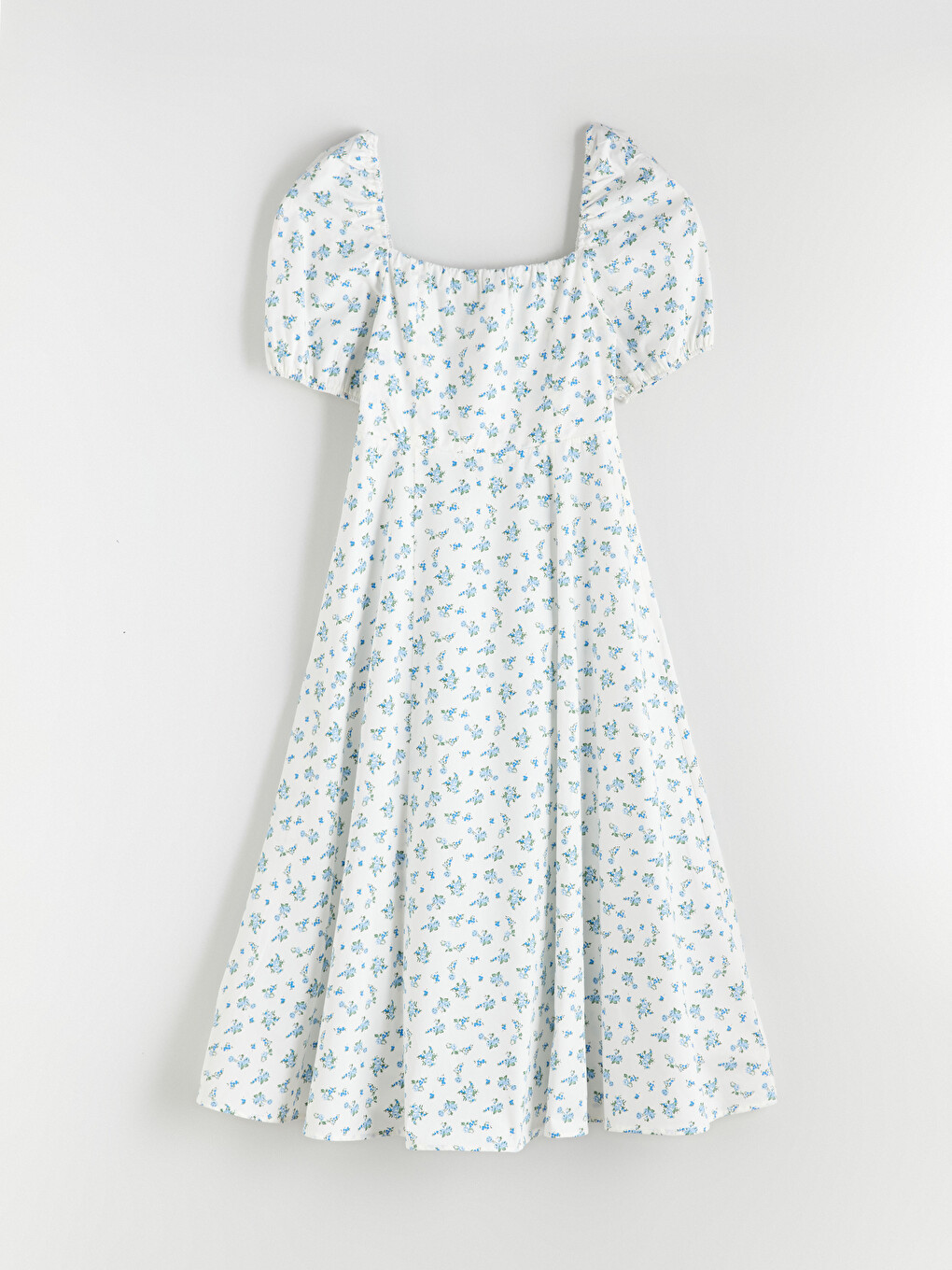 Robe À Taille Ajustée À Manches Bouffantes Florale-4