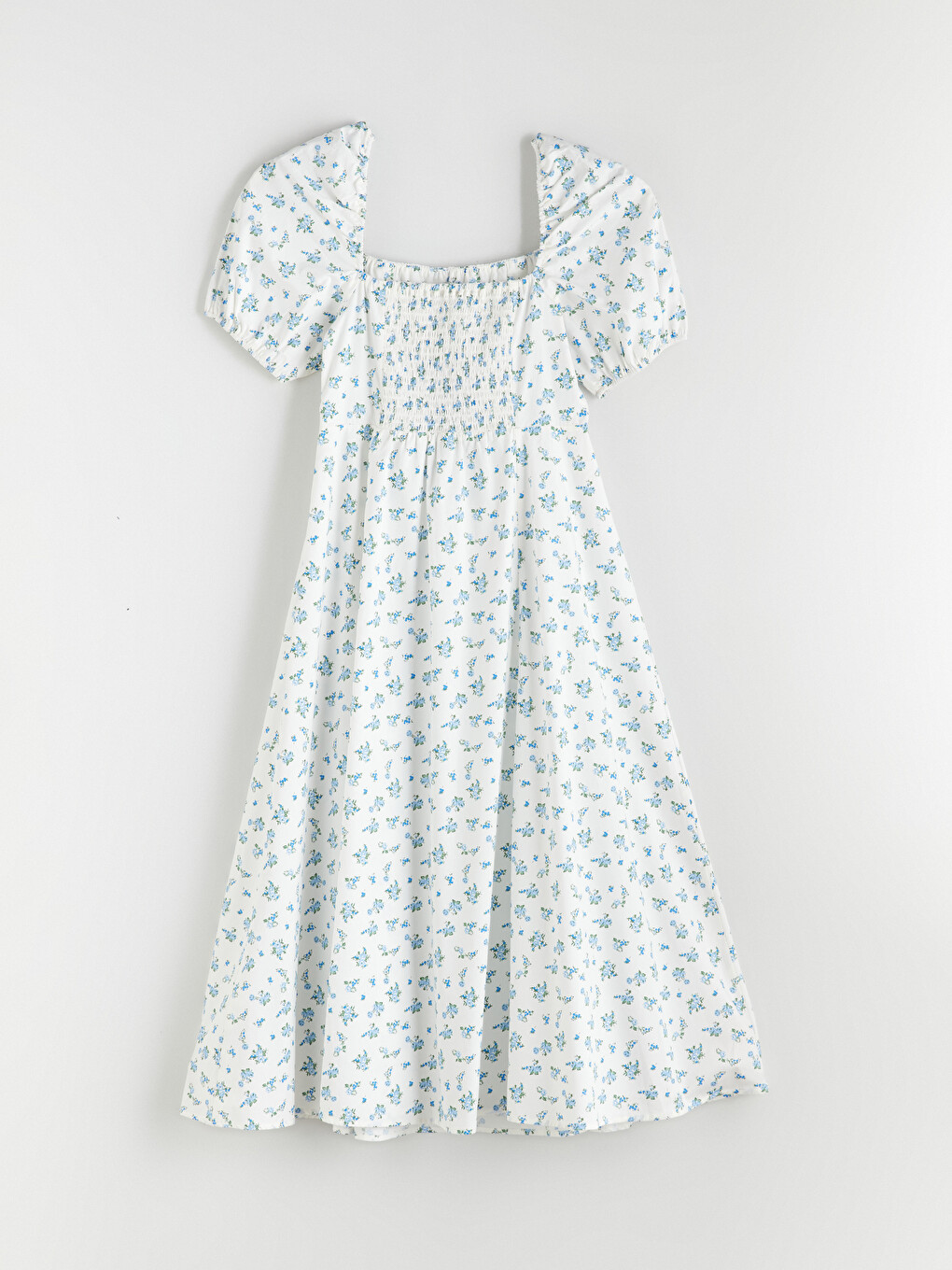 Robe À Taille Ajustée À Manches Bouffantes Florale-5