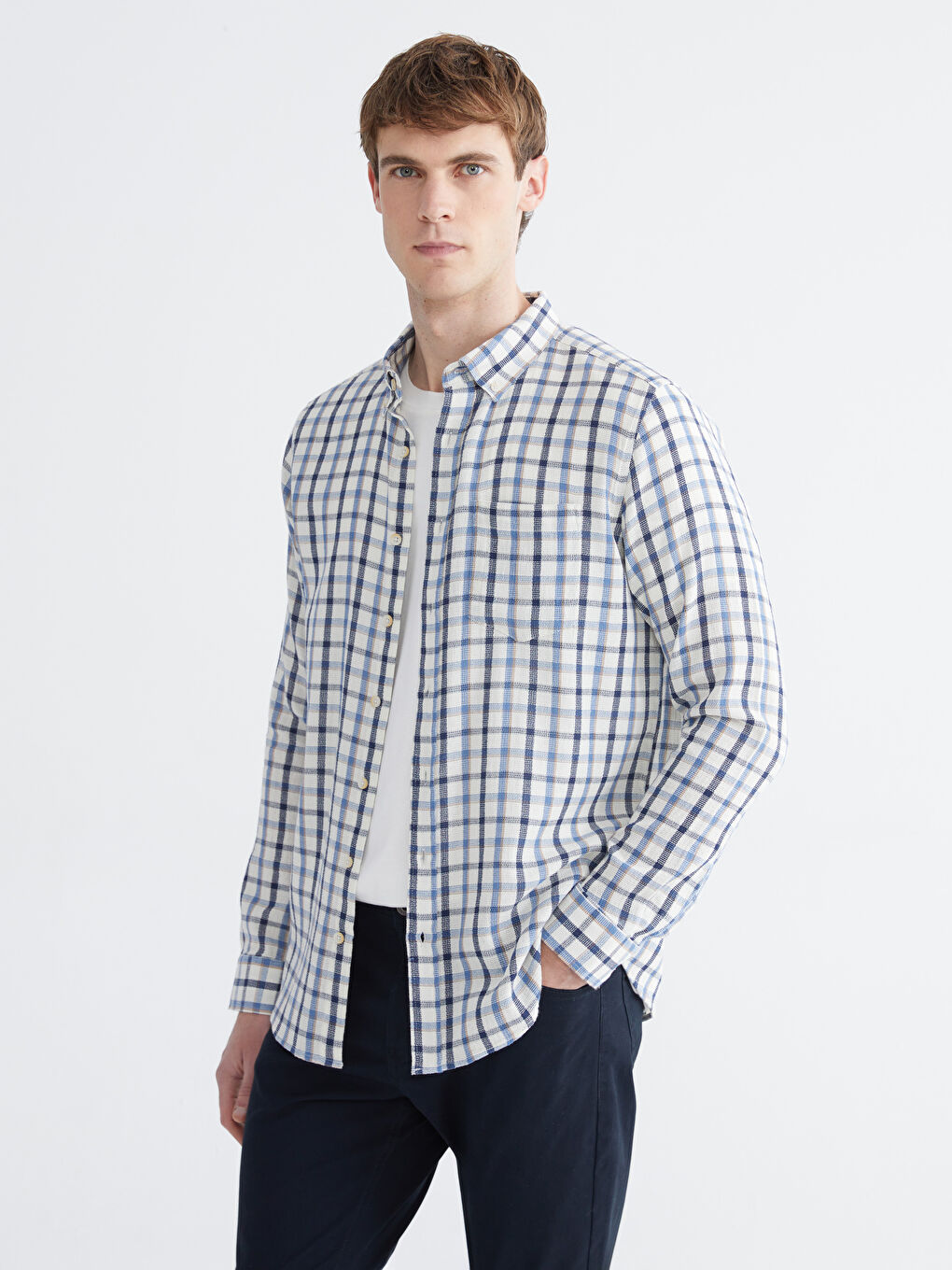Mavi Regular Fit Ekose Erkek Gömlek