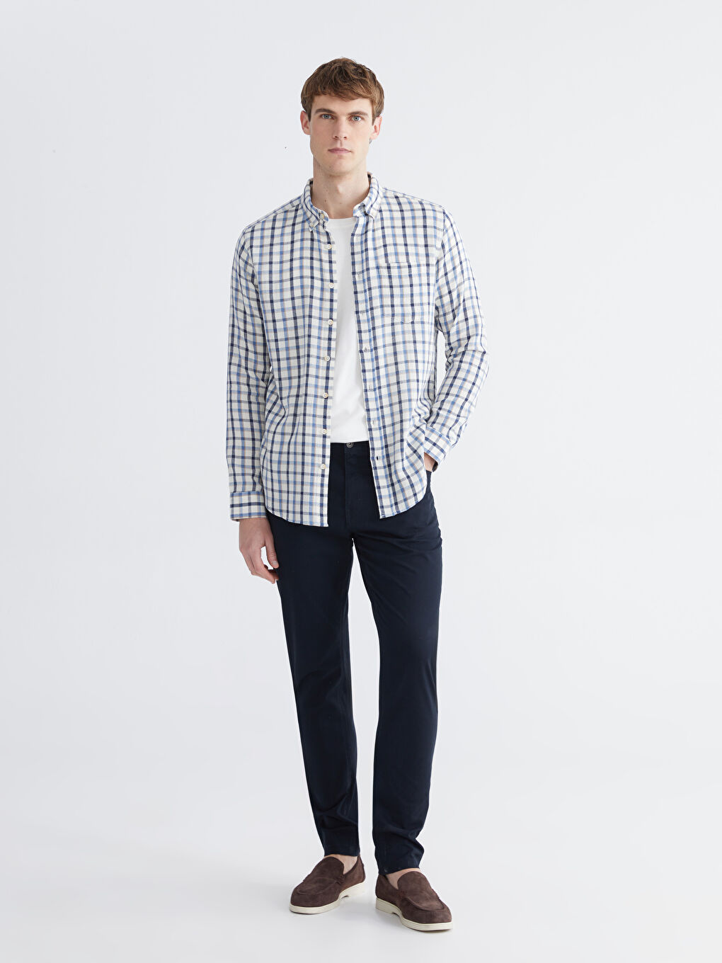 Mavi Regular Fit Ekose Erkek Gömlek-1