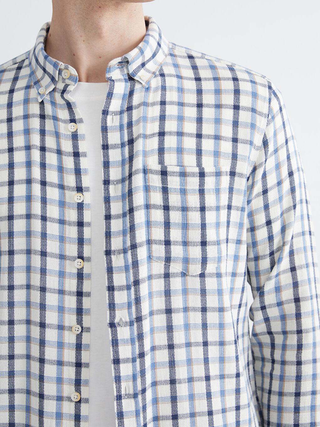 Mavi Regular Fit Ekose Erkek Gömlek-2