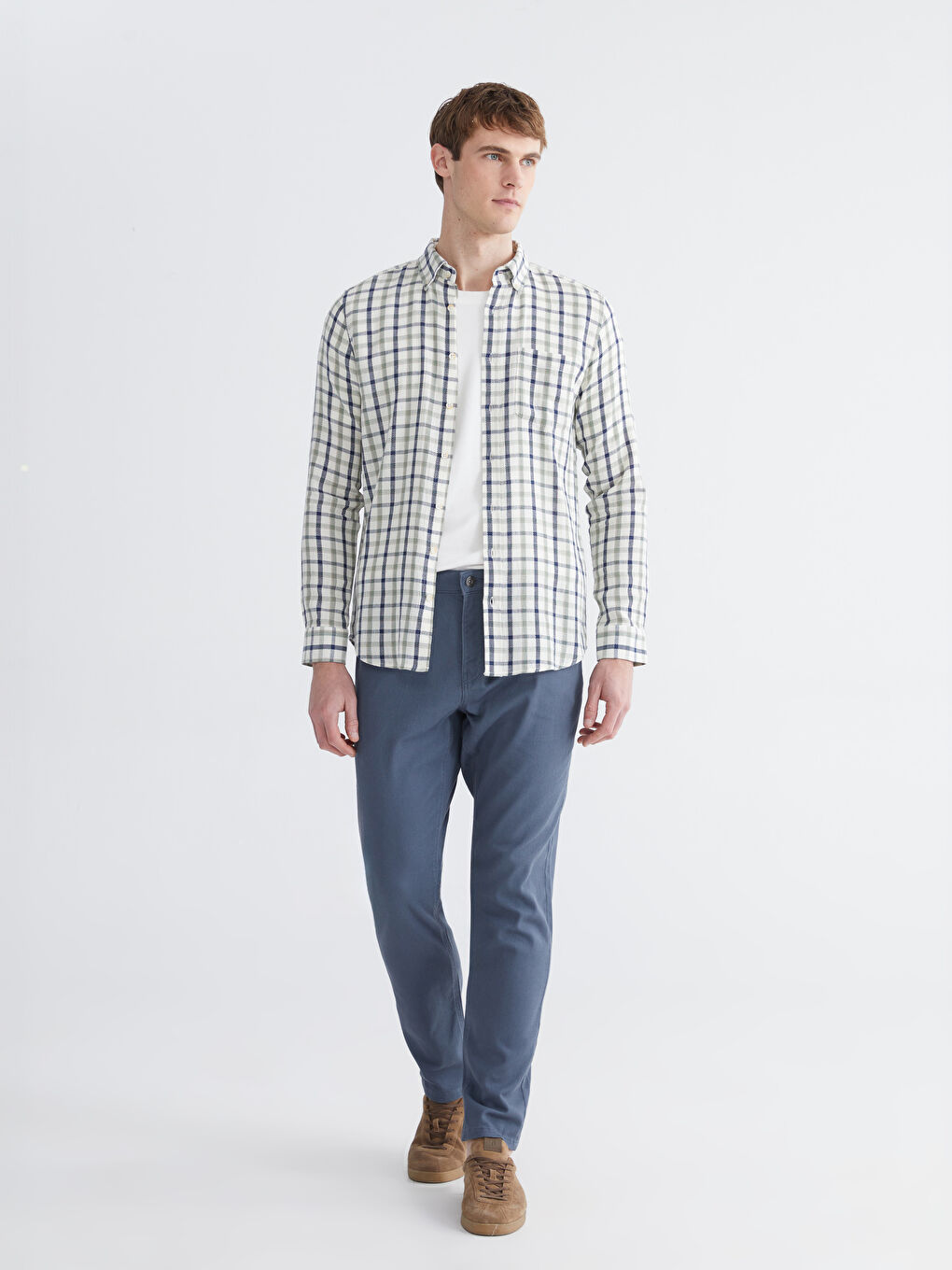 Yeşil Regular Fit Ekose Erkek Gömlek-1