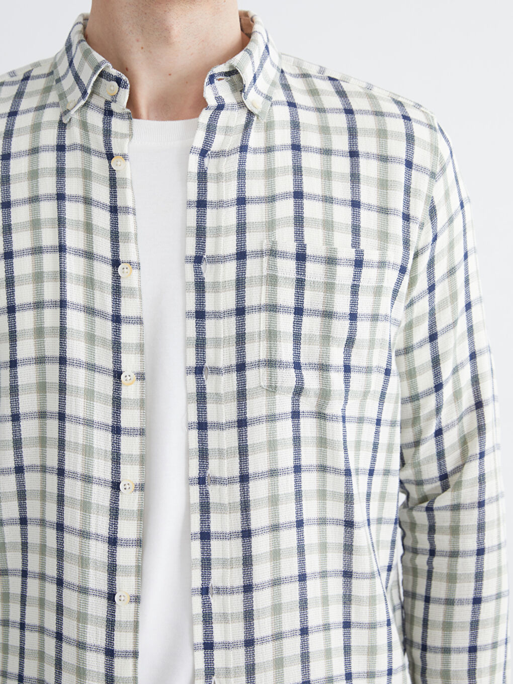 Yeşil Regular Fit Ekose Erkek Gömlek-2