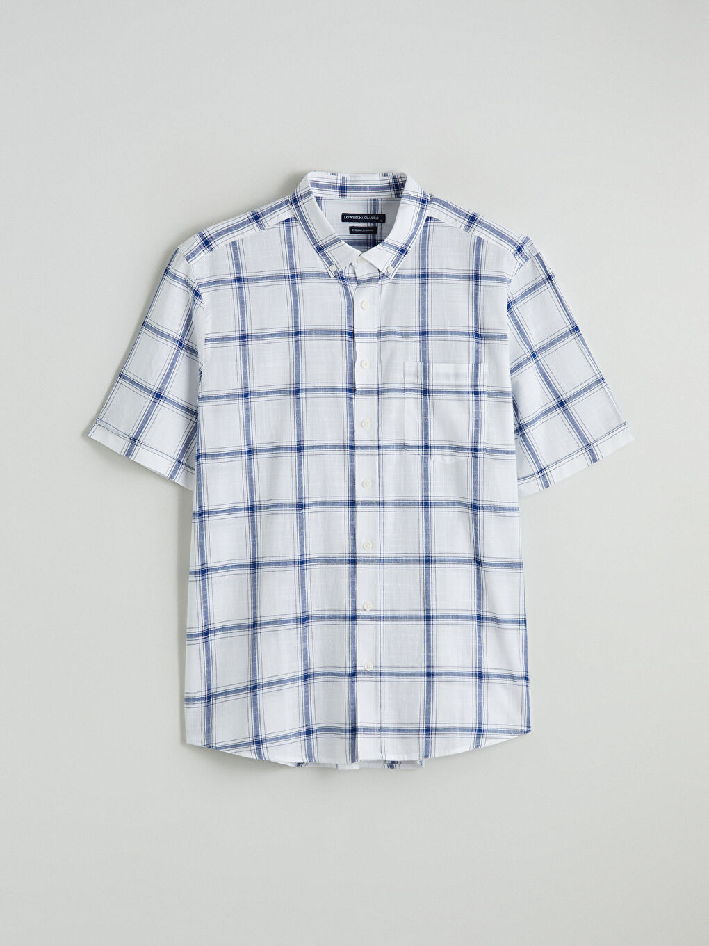 Beyaz Regular Fit Kareli Erkek Gömlek-4