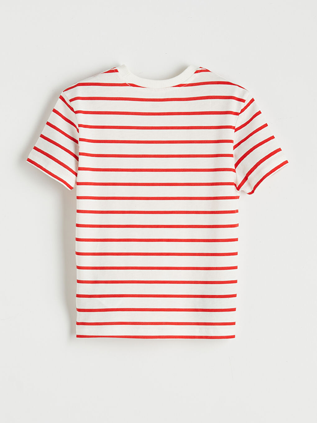 Ekru Çizgili Erkek Çocuk Penye Tişört-1
