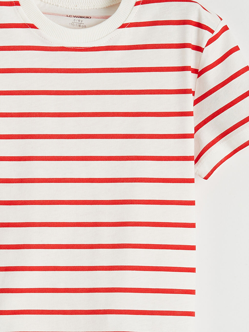 Ekru Çizgili Erkek Çocuk Penye Tişört-2