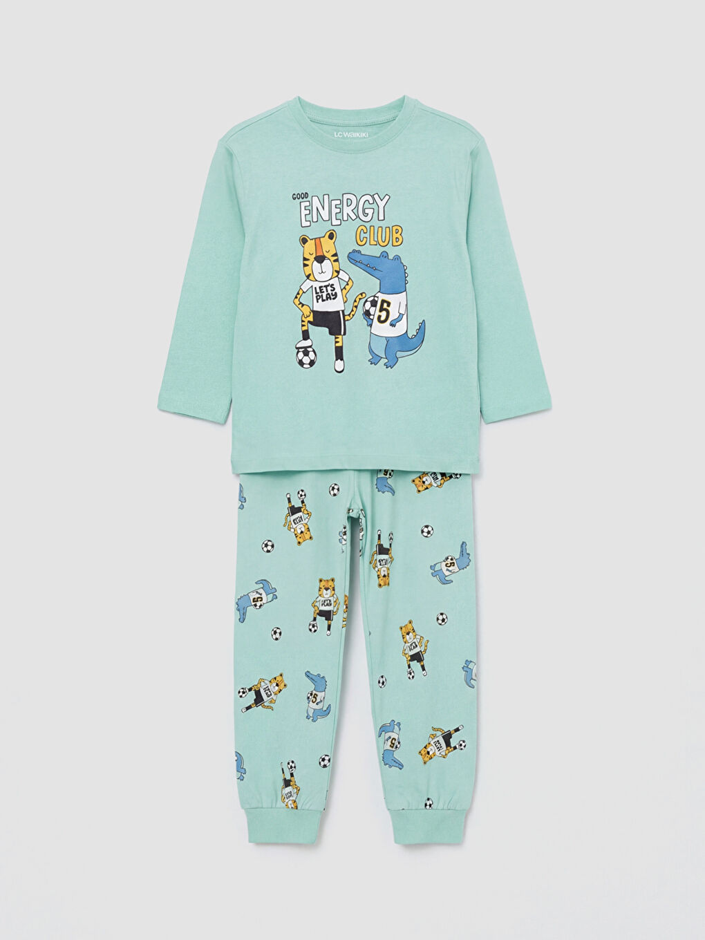 Crew Neck Printed Boys' Pajama Set-1