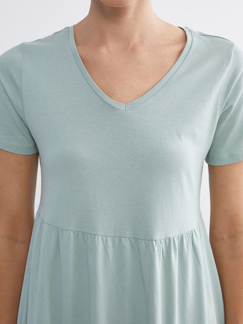 дөңгелек жағалы қабатталған көйлек-2