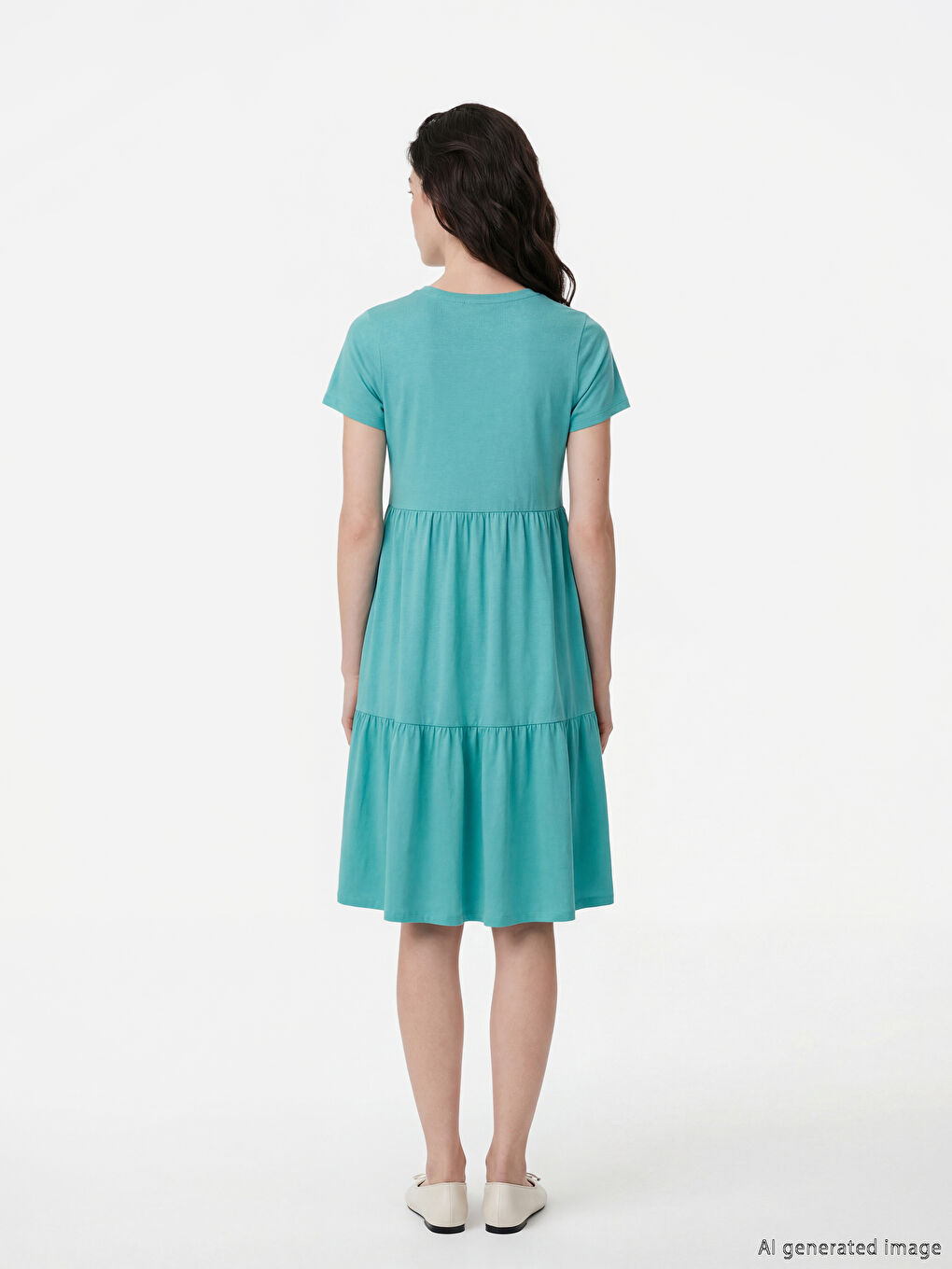 Платье с круглым вырезом и многослойным дизайном-2