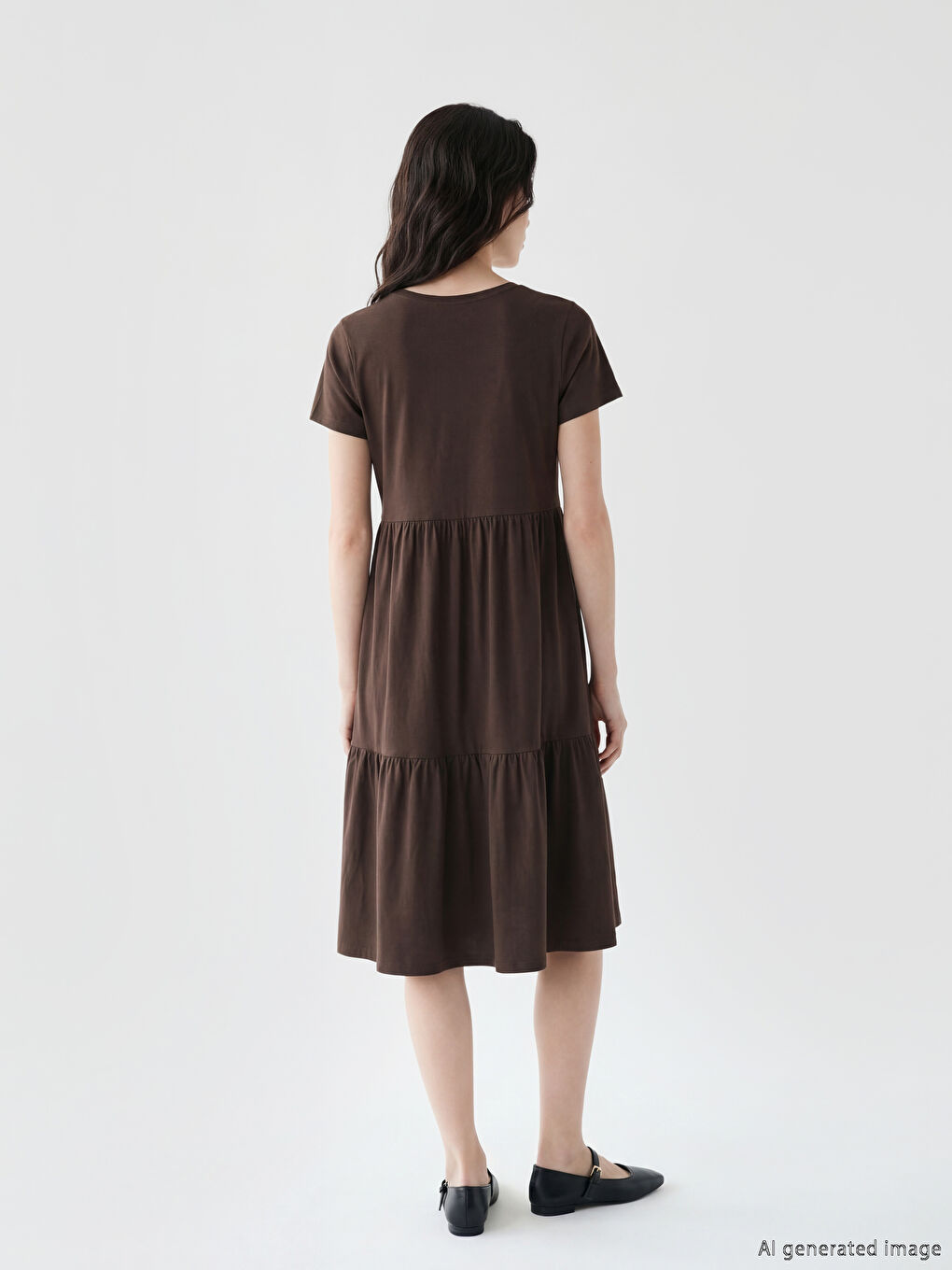 Rochie stratificată cu guler rotund-1