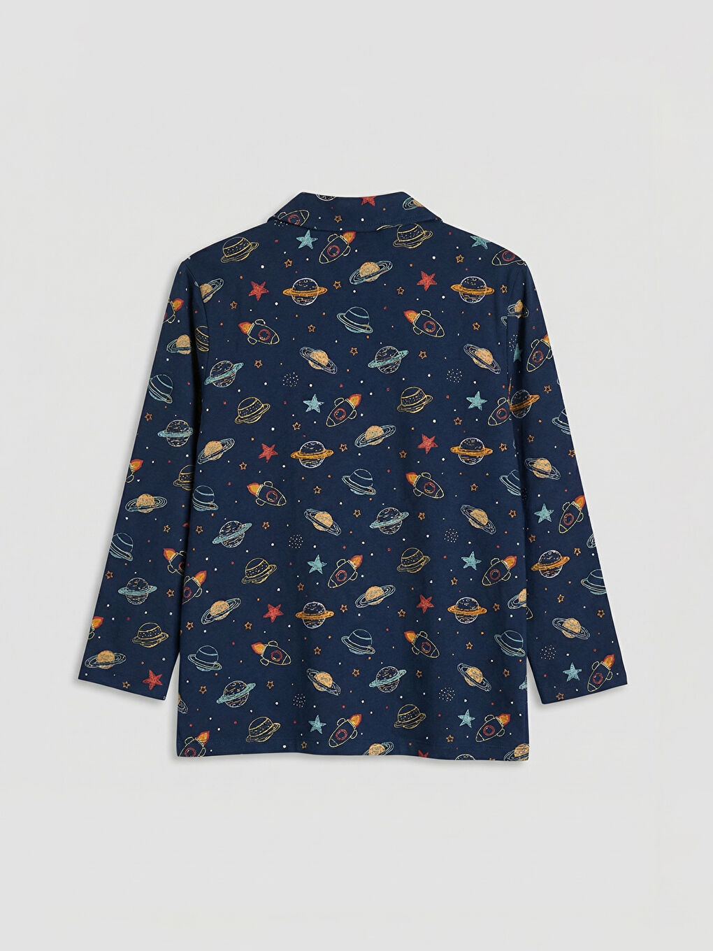 Lacivert Gömlek Yaka Desenli Erkek Çocuk Pijama Takım-2