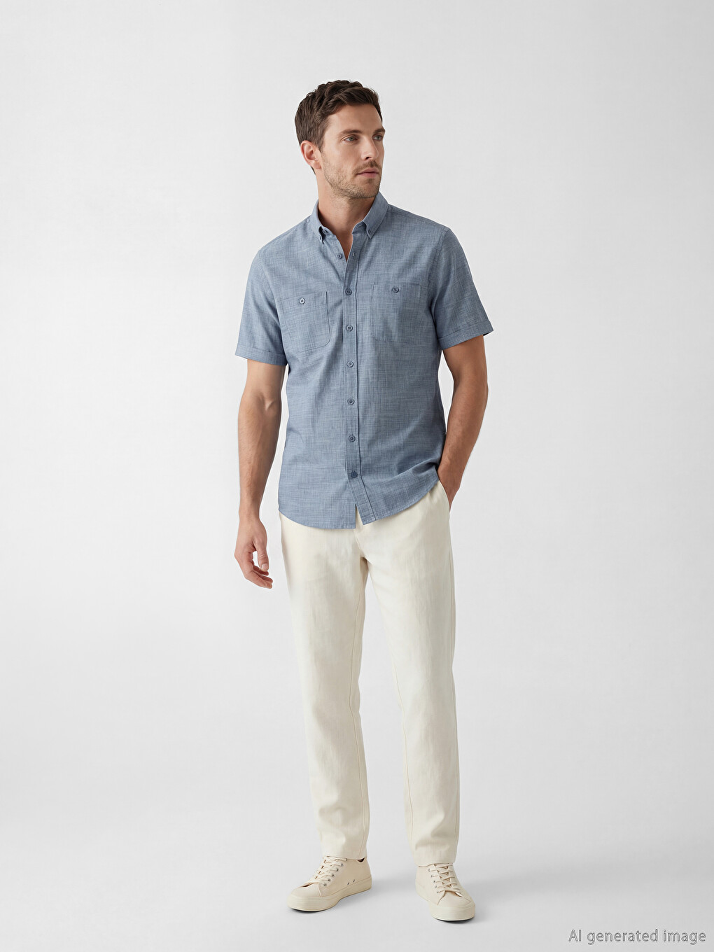 Regular Fit Poplin Men's Shirt-1