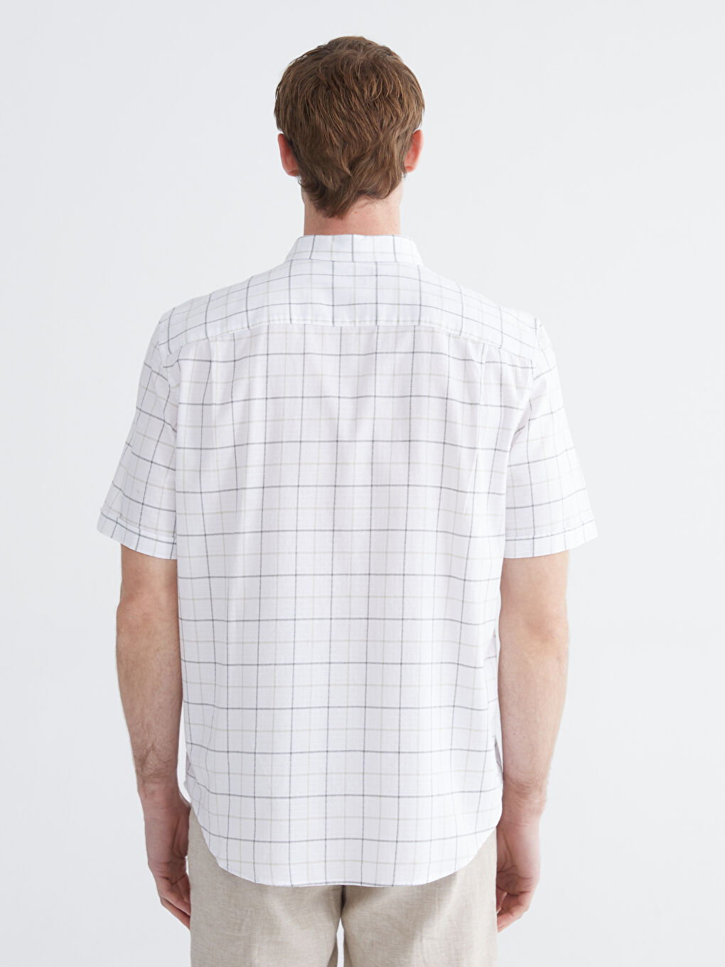 Рубашка стандартного кроя из добби ткани в клетку для мужчин-3