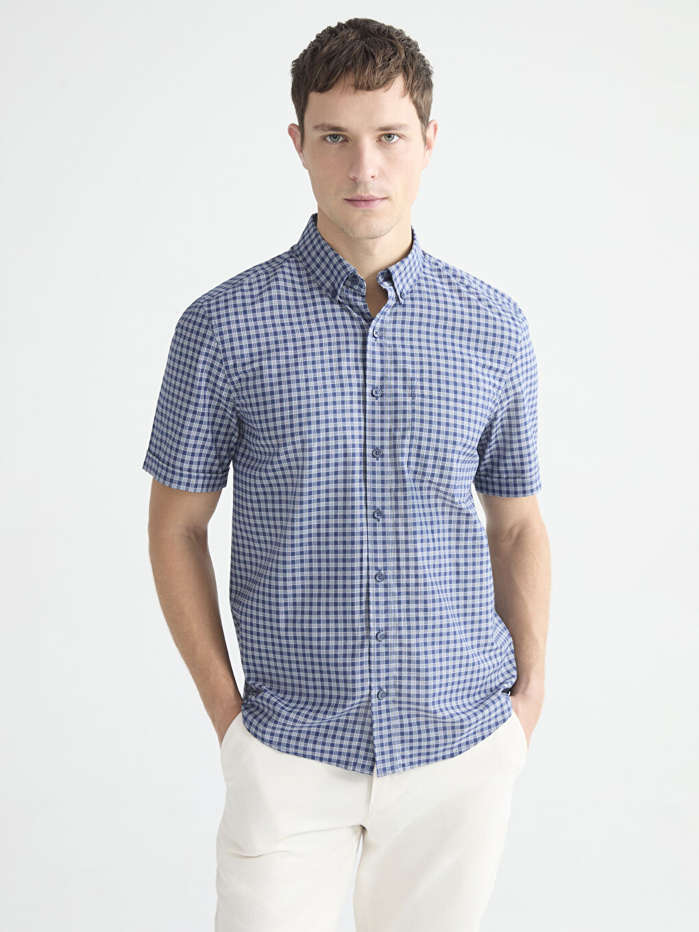 Regular Fit Ekose Poplin Erkek Gömlek