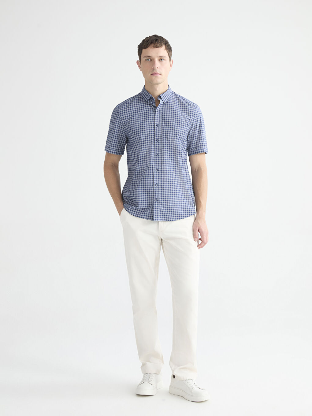 Regular Fit Ekose Poplin Erkek Gömlek-1