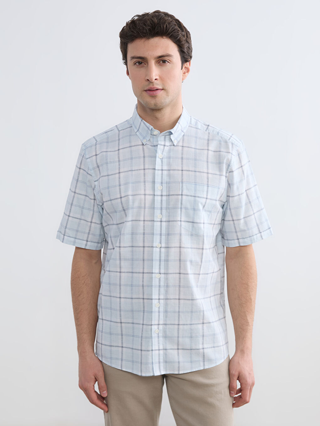 Mavi Regular Fit Ekose Poplin Erkek Gömlek