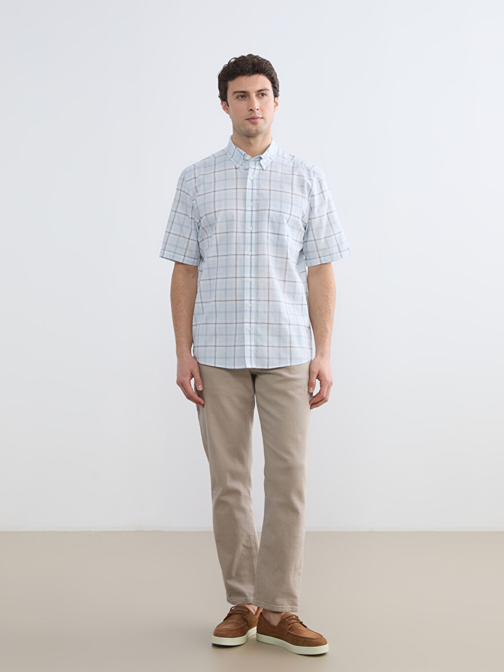 Mavi Regular Fit Ekose Poplin Erkek Gömlek-1